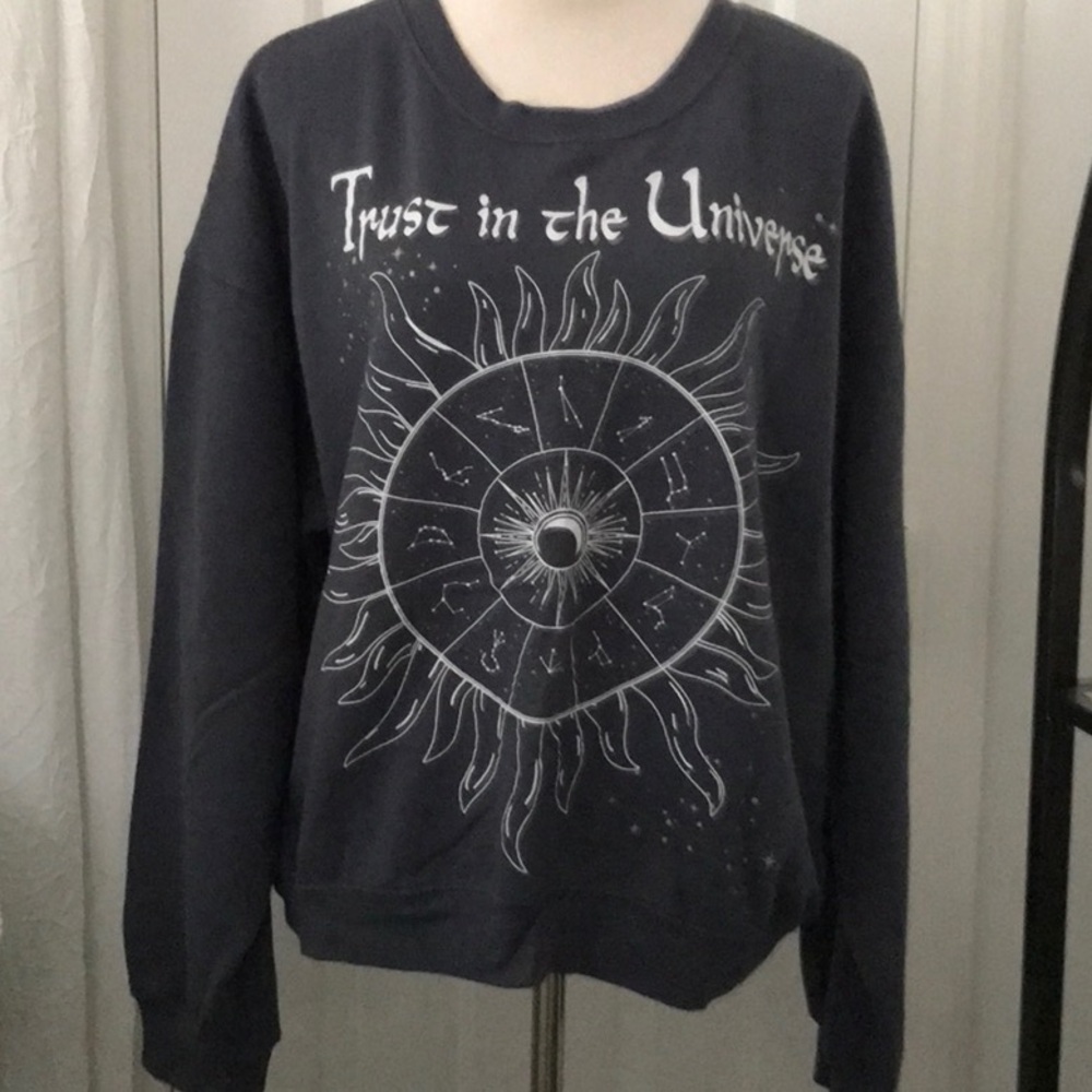 Wound Up Black Sweatshirt with Zodiac Design